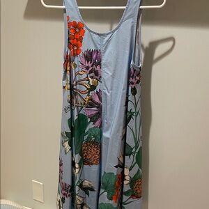Floral Print Light Blue Midi Dress